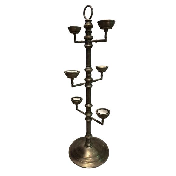 Vintage Style Pottery Barn Metal Candleholder Multi-Tier Candelabra Accent Decor - Picture 1 of 16